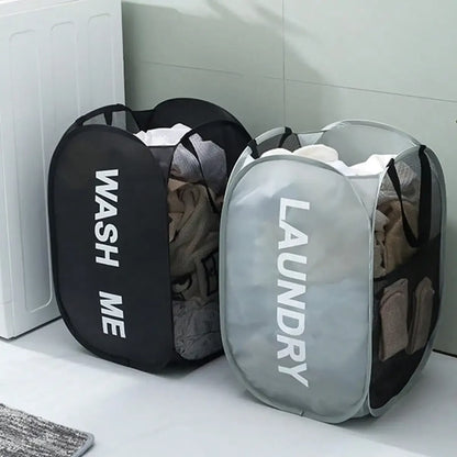 Portable Mesh Pop Up Laundry Hamper Wide Opening Breathable Collapsible Space-Saving Laundry Basket Dorm Travel Bathroom Ite…