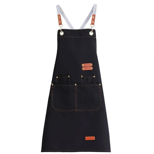 Waterproof Kitchen Apron Oil-proof for Women Men with Large Pockets for or Coffee Bar Restaurant Shop Waiter Work Uniform