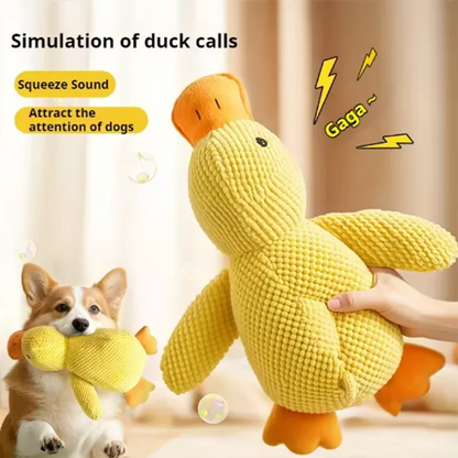 Dog sleeping with a dog hug duck toys to relieve boredom of little yellow duck pet interactive plush doll pet supplies - ima…