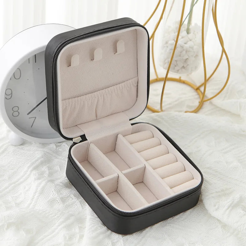 1pcs Single Layer Storage Box Ladies Travel Leather Jewelry Box Classic Black Pure White Fashion Pink Storage Box - image 8