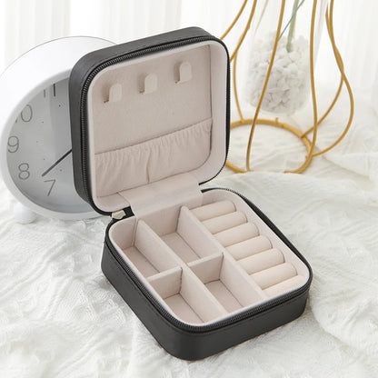 1pcs Single Layer Storage Box Ladies Travel Leather Jewelry Box Classic Black Pure White Fashion Pink Storage Box - image 8