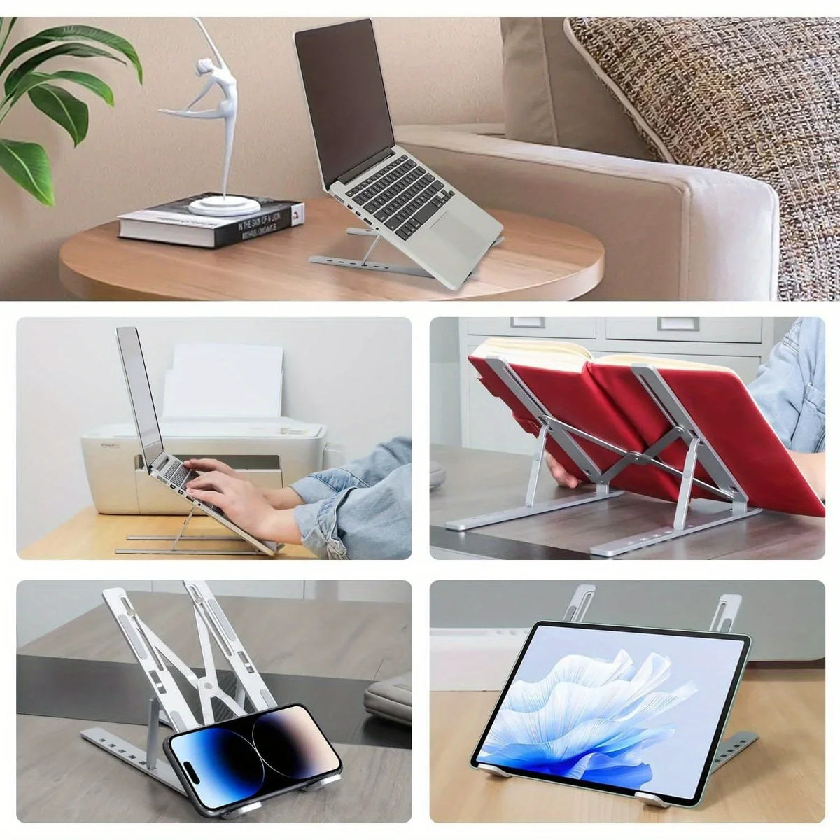 Adjustable Aluminum Laptop Stand - 6-Level Height, Foldable & Portable Design For 8-16” Laptops, Enhanced Ventilation & Heat…