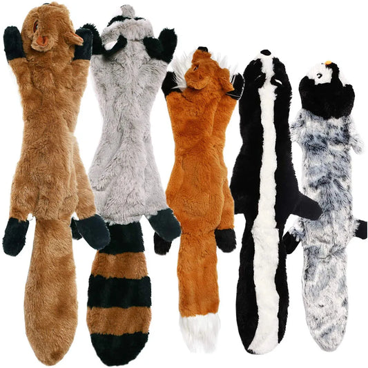 Funny Simulated Animal No Stuffing Dog Toy with Squeakers Durable Stuffingless Plush Squeaky Dog Chew Toy Crinkle Pet Squeak…