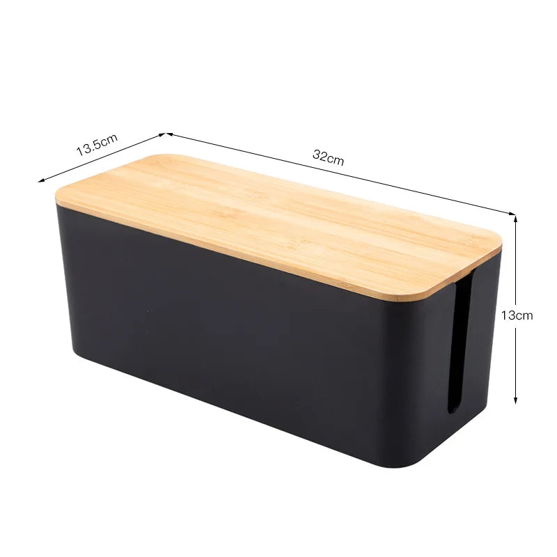 1 PC Wire Storage Box Power Plug Board Wire Boxes Socket Data Cable Junction Box Plastic Storage Box with Bamboo - image 7