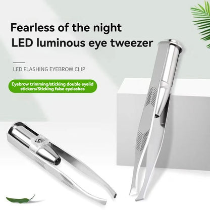 1PC Portable Stainless Steel Eyebrow Tweezer with Smart LED Light - Makeup Removal Tool - image 4