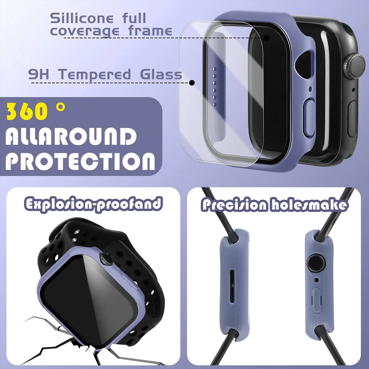 Tempered Glass+Cover For Apple watch Case 45mm 41mm 44mm 40mm 42mm Screen Protector Apple Watch Accessories serie 9 4 5 6 SE…