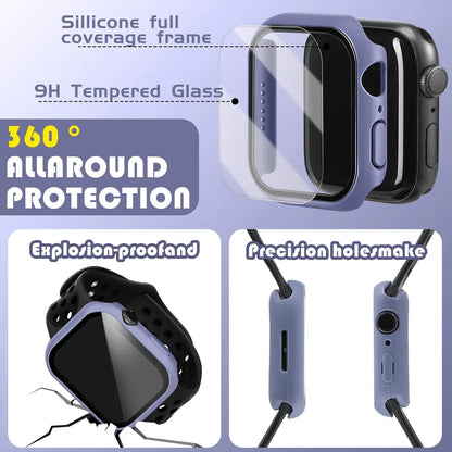 Tempered Glass+Cover For Apple watch Case 45mm 41mm 44mm 40mm 42mm Screen Protector Apple Watch Accessories serie 9 4 5 6 SE…