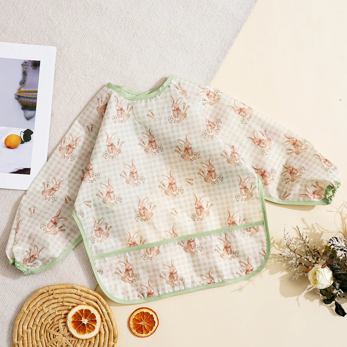 Elinfant 1PC Long Sleeve Bibs, Waterproof Feeding Bibs,Washable Burp Cloth,Coveralls Bibs,Easy To Clean,Wash-Free Eating Bib…