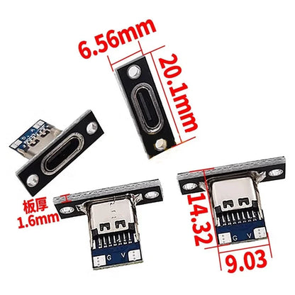 5/20Pcs USB Jack 3.1 Type-C 2Pin 4Pin Female Connector Jack Data Charging Port Small Electrical Charging Base with Fixing Pl…