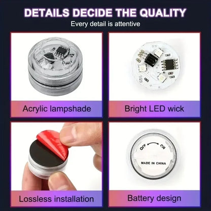 Wireless Adhesive LED Car Interior Ambient Light Remote Control Decor Auto Roof Foot Atmosphere Lamp Bicycle Tail Light - im…