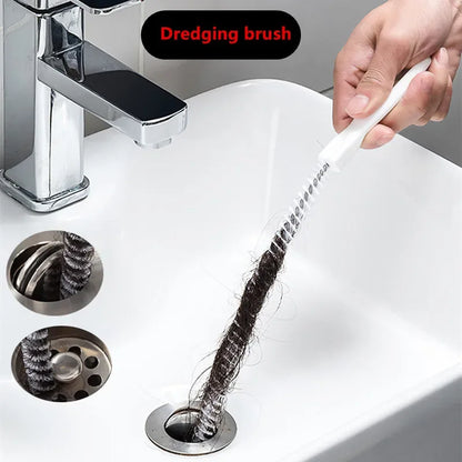 Pipe Dredging Brush Bathroom Hair Sewer Sink Cleaning Brush Drain Cleaner Flexible Cleaner Kitchen Clog Plug Hole Remover To…