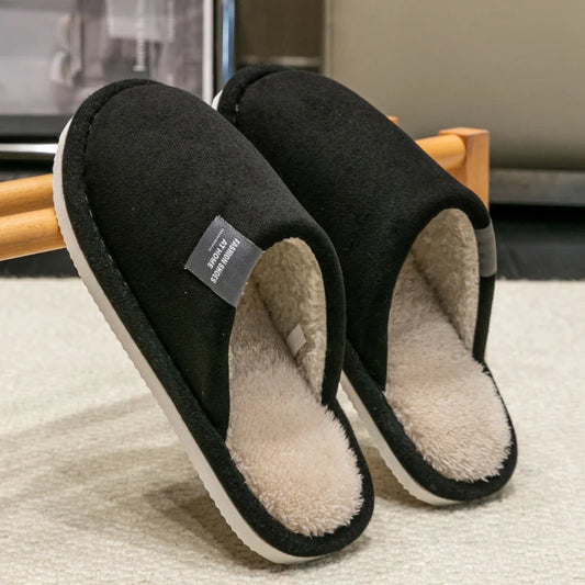 Household Indoor Men's Slippers Autumn and Winter Home Floor for Guests Lightweight Quiet Non-slip Suede Fabric Couple's Sho…