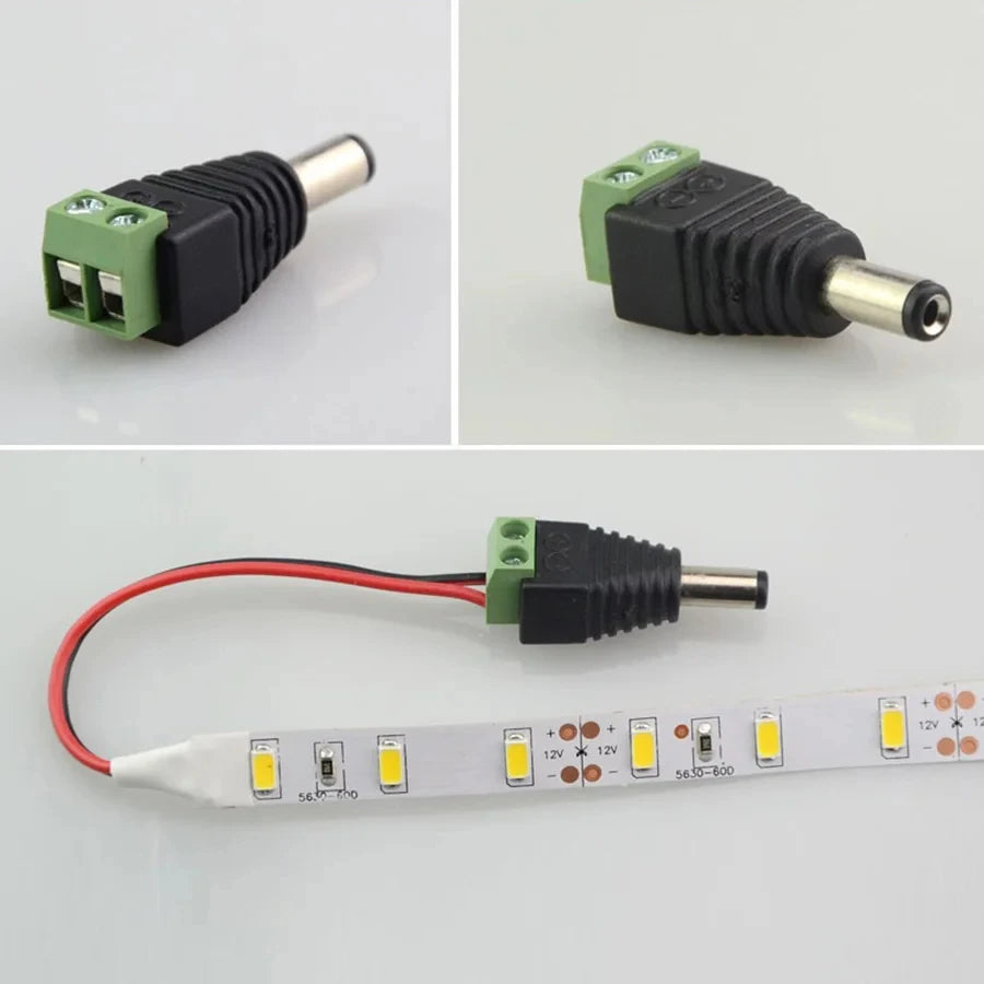 5pairs DC 12V Female And Male Connectors 5.5x2.1mm Power Plug Adapter Jacks Sockets For Signal Color LED Strip Light CCTV Ca…