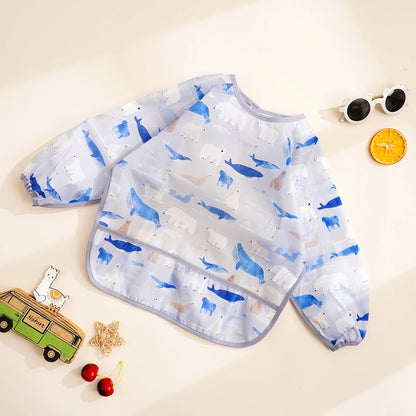 Elinfant 1PC Long Sleeve Bibs, Waterproof Feeding Bibs,Washable Burp Cloth,Coveralls Bibs,Easy To Clean,Wash-Free Eating Bib…