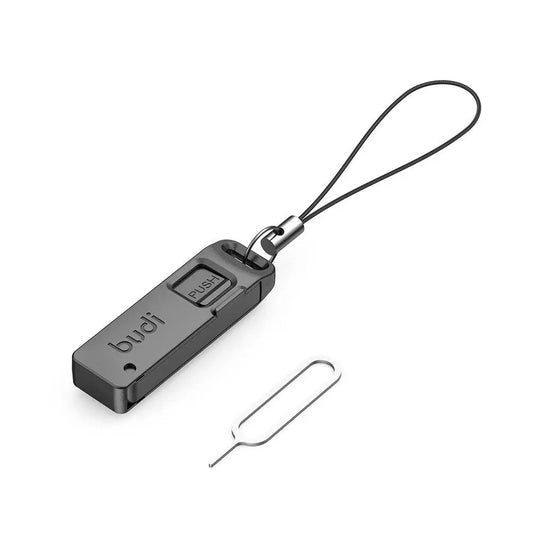 BUDI Anti-Lost Sim Card Eject Pin Needle Plastic Storage Box Mobile Phone Steel Ejector Pin SIM TF Card Tray Opener Keyring