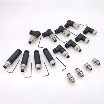 M8 Sensor Connector Waterproof Male&Female Plug Straight Angle Screw Threaded Coupling 3Pin 4Pin