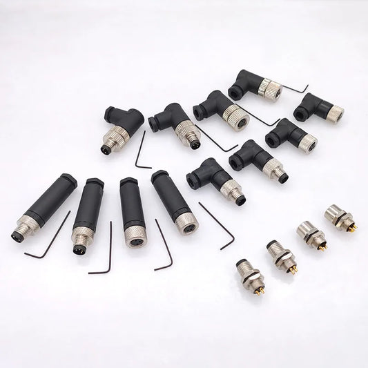 M8 Sensor Connector Waterproof Male&Female Plug Straight Angle Screw Threaded Coupling 3Pin 4Pin