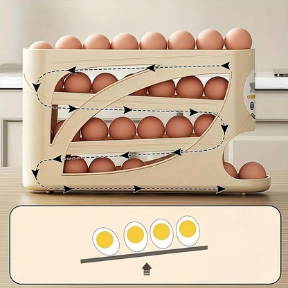 3-Tier Rolling Egg Storage Container for Refrigerator Holds 24 Eggs Organizer Rack Large Capacity Kitchen & Fridge Storage B…