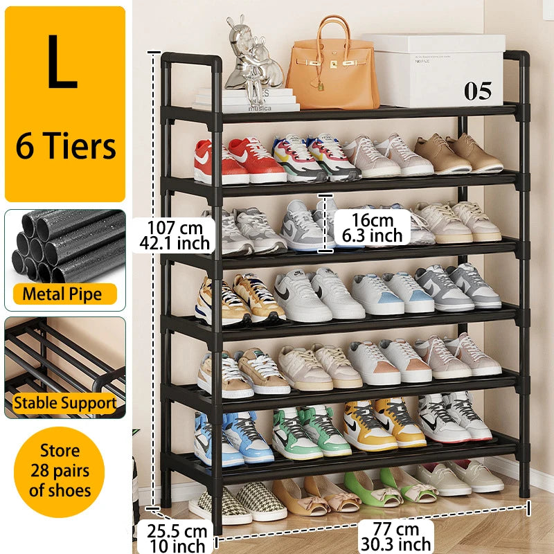 Multiple Layers Metal Shoe Rack, Large Capacity Shoe Organizer for Entryway, Closet, Garage, Shoe Shelf for Living Room - im…