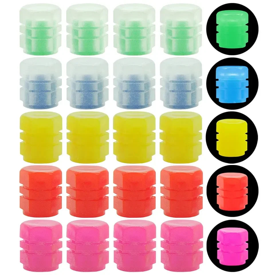 Luminous Valve Caps Fluorescent Night Car Tire Valve Caps Motorcycle Bike Glowing Decor Wheel Nozzles Tyre Cap Car Accessori…