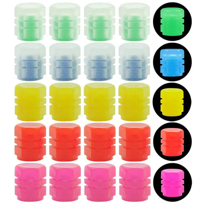 Luminous Valve Caps Fluorescent Night Car Tire Valve Caps Motorcycle Bike Glowing Decor Wheel Nozzles Tyre Cap Car Accessori…