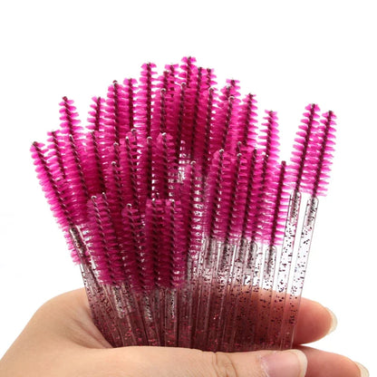 5/25/50 PCS Makeup Brushes Pink Crystal Eyelashes Brush Reusable Fake Lashes Extension Supplies False Eyelash Make up Tool H…
