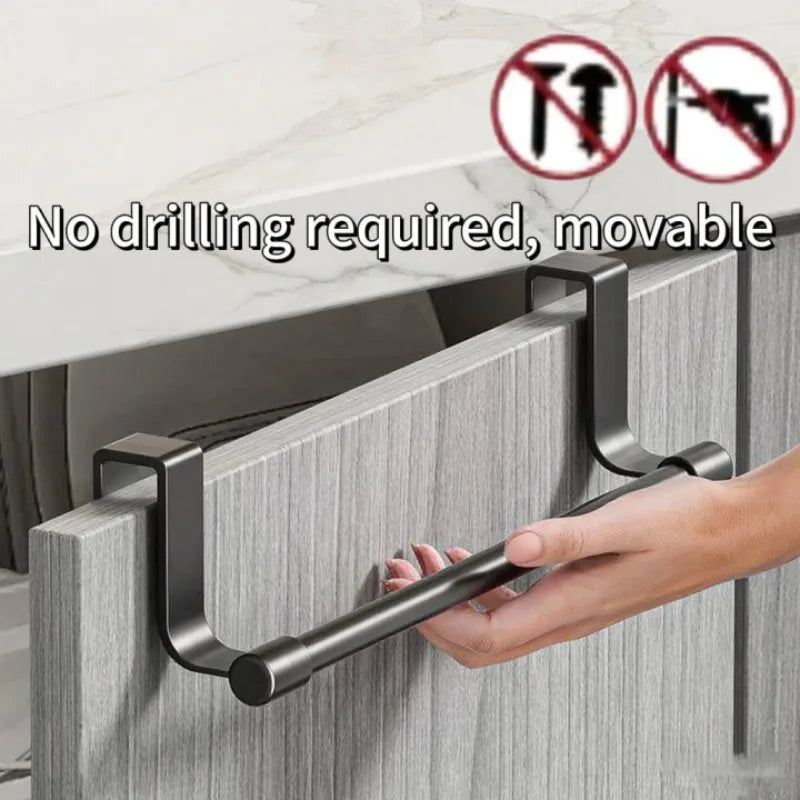 1/2pcs Wall-Mounted Kitchen Cabinet Towel Rack - Space-Saving Dishcloth Holder for Home and Bathroom No Drilling Require - i…