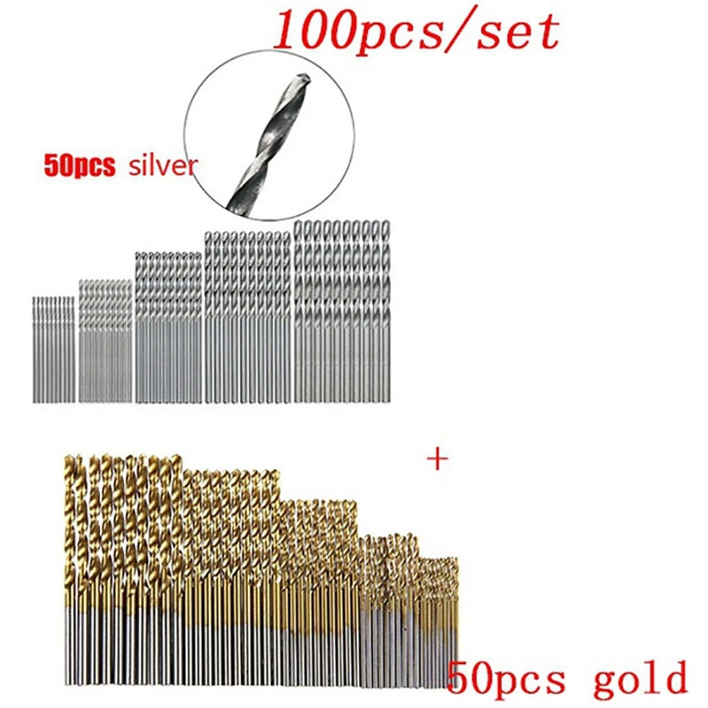 100/50Pcs Titanium Coated Drill Bits HSS High Speed Steel Set Tool Quality Power Tools 1/1.5/2/2.5/3mm - image 8