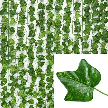 4/10M Artificial Plant Green Ivy Leaf Garland Fake Plant Creeper Hanging Vine Outdoor DIY Garden Wall Wedding Party Home Dec…