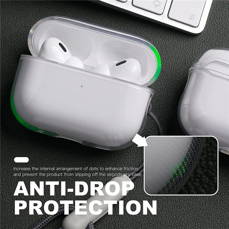 Clear Soft TPU Earphone Case with Lanyard Strap for Airpods Pro 2 3 2nd Generation Air Pods 4 3 1 3rd 2024 Gen Cover Accesso…