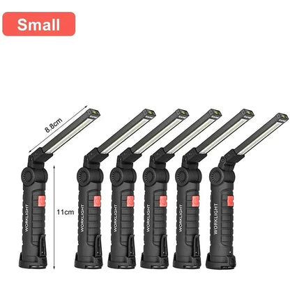 Portable COB LED Work Light USB Rechargeable LED Flashlight Inspection Lamp With Magnetic Hook Power Bank 18650 Battery Torc…