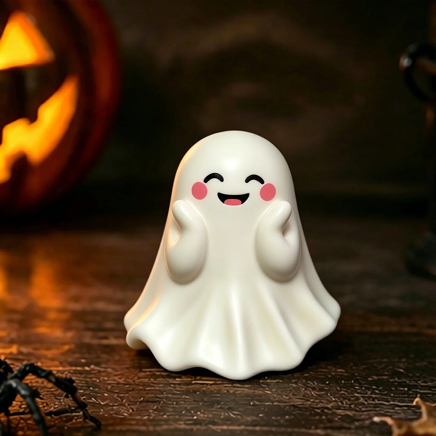 Cute Middle Finger Ghost Statue, Small Halloween Decor for Home, Centerpiece for Coffee Table, Adorable Horror Figure - imag…