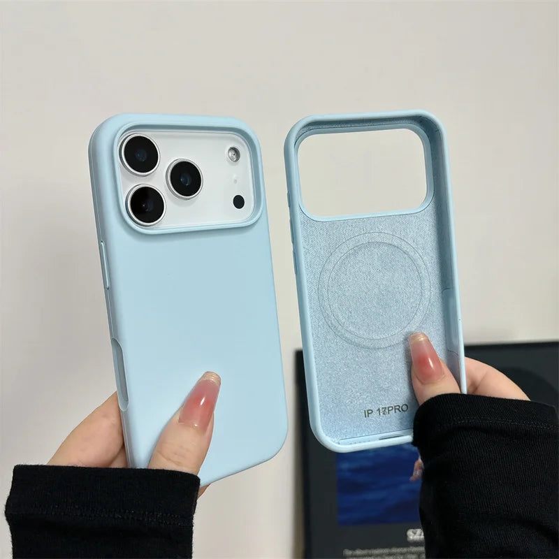 Magnetic Liquid Silicone Case for iPhone 17/17 Air/17 Pro/17 Pro Max For Magsafe Big Camera Hole Cover Shockproof Protective…
