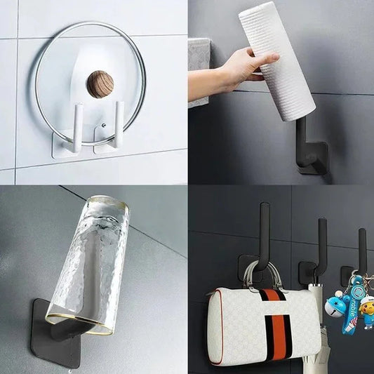 2/4PCS No Punching Strong Paste Hook Shelf Hat Rack Adhesive Hook - image 2