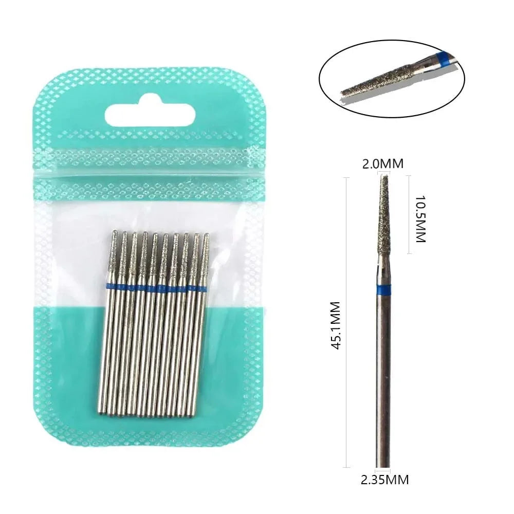 10pcs Diamond Milling Cutter Nail Drill Bits Set For Manicure Accessory Pedicure Eletric Machine Nail Bit Brush Burr Tools -…