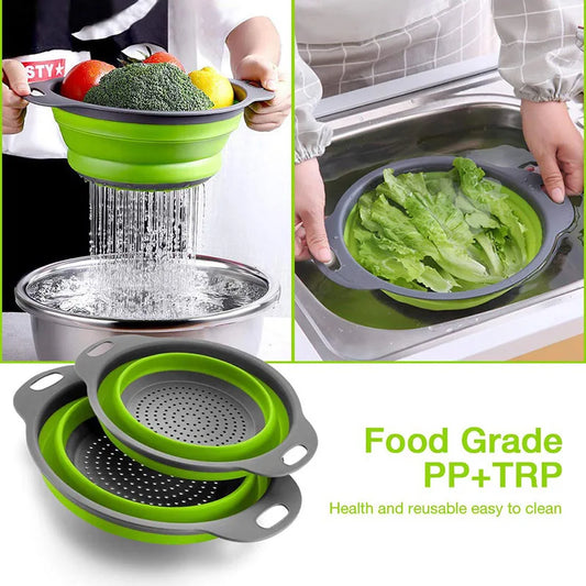 Silicone Vegetable and Fruit Cleaning and Drainage Basket Cleaning Basket 1PCS Folding Water Filter Net Kitchen Gadgets - im…