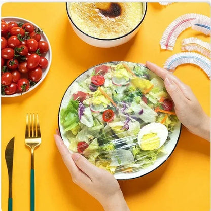 100PCS Food Covers Colorful Disposable Fridge Fresh Keep Bag Kitchen Transparent Cling Film Cover Fruit Food Freshness Seal…