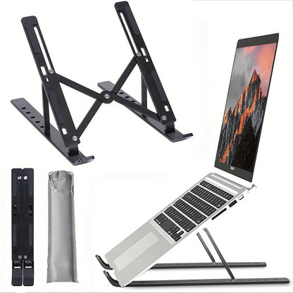 Adjustable Aluminum Laptop Stand - 6-Level Height, Foldable & Portable Design For 8-16” Laptops, Enhanced Ventilation & Heat…