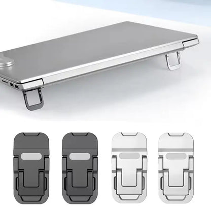 2PCS Mini Foldable Laptop Stand Portable Computer Keyboard Riser with 2 Adjustable Angles Self-Adhesive Invisible Notebook S…