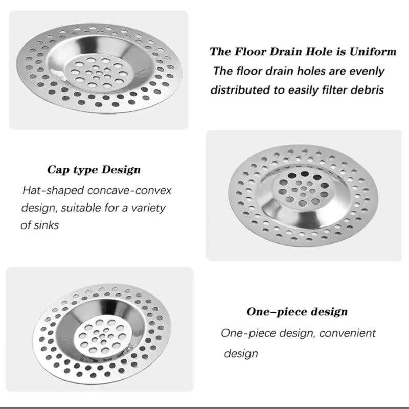 2Pcs Kitchen Metal Sink Strainer Floor Drain Bathtub Hair Catcher Stopper Stainless Steel Shower Drain Hole Filter Trap 7.5c…