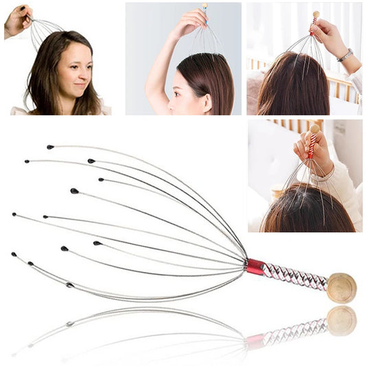 Relax Octopus Head Massager Stainless Steel Engraved Head Relaxer Brain Massage Claw Scalp Scratcher Itch Reliever Random Co…