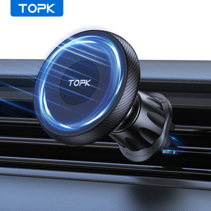 TOPK for Magsafe Car Phone Holder,Powerful Magnetism Premium Quality Single-Hand Operation Metal Hook Magnetic Car Phone Mou…