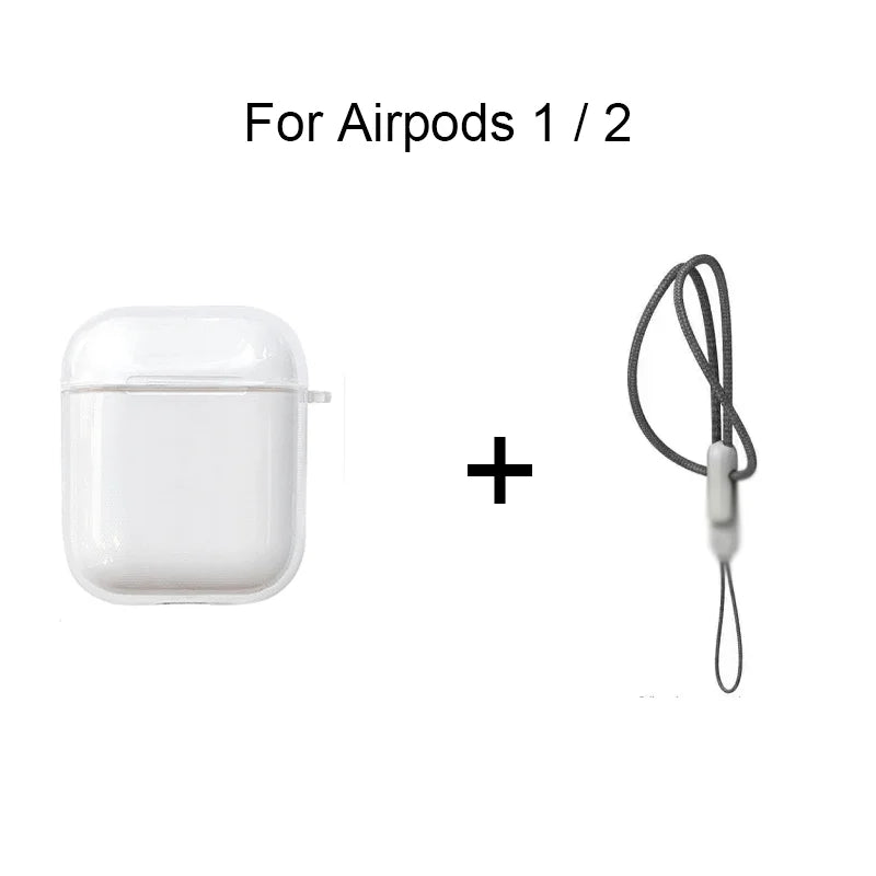 Clear Soft TPU Earphone Case for Airpods 4 3 2 1 Pro Pro2 Pro 3 Shockproof with Lanyard Strap for Airpods 4 Charging Case Co…