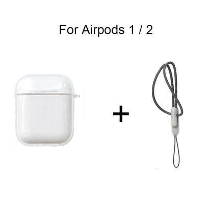 Clear Soft TPU Earphone Case for Airpods 4 3 2 1 Pro Pro2 Pro 3 Shockproof with Lanyard Strap for Airpods 4 Charging Case Co…