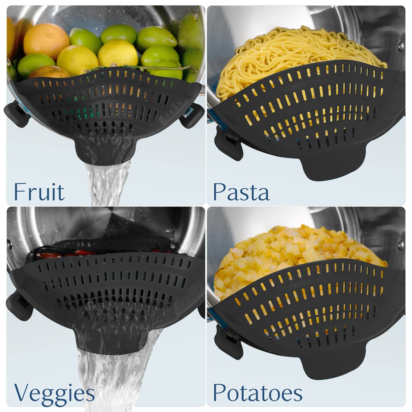 1pc, Strainer, Silicone Pot Strainer, Adjustable Silicone Clip On Strainer For Pots Pans And Bowls, Kitchen Pot Strainer - i…