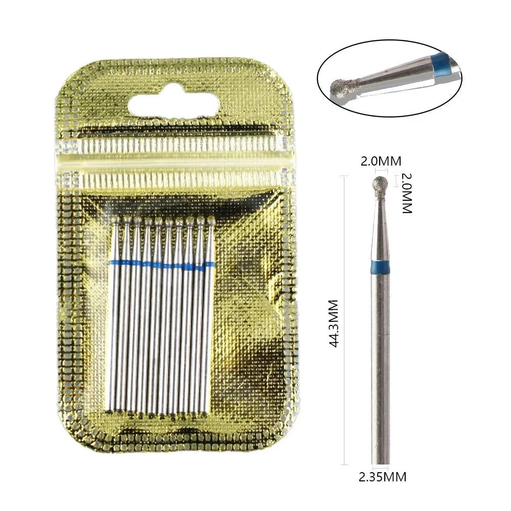 10pcs Diamond Milling Cutter Nail Drill Bits Set For Manicure Accessory Pedicure Eletric Machine Nail Bit Brush Burr Tools -…