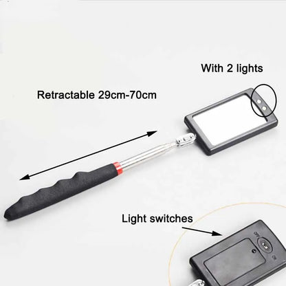 360° Inspection Mirror LED Light Telescoping Mirrors Extend Mechanic Tools Inspection Mirror Telescopic Handle Repairing Too…