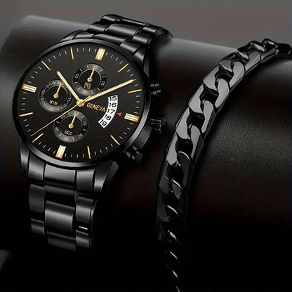Fashion Men Stainless Steel Watch Luxury Calendar Quartz Wrist Watch Mens Business Watches for Man Clock Montre Homme - imag…