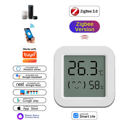 Zigbee Temperature Humidity Sensor For Smart Home LCD Screen Works With Tuya Alexa Google Home APP Smart Life Tuya Smart Yan…