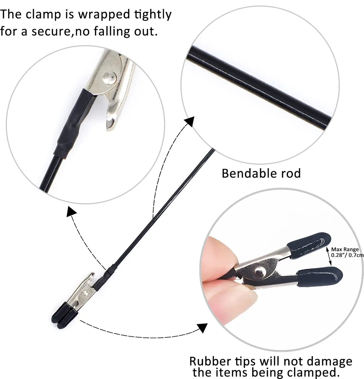 Rafford 12Pcs Bendable Model Painting Alligator Clip Sticks Rubber Tips + Metal Magnetic Base - for Airbrush, Hobby Model Pa…